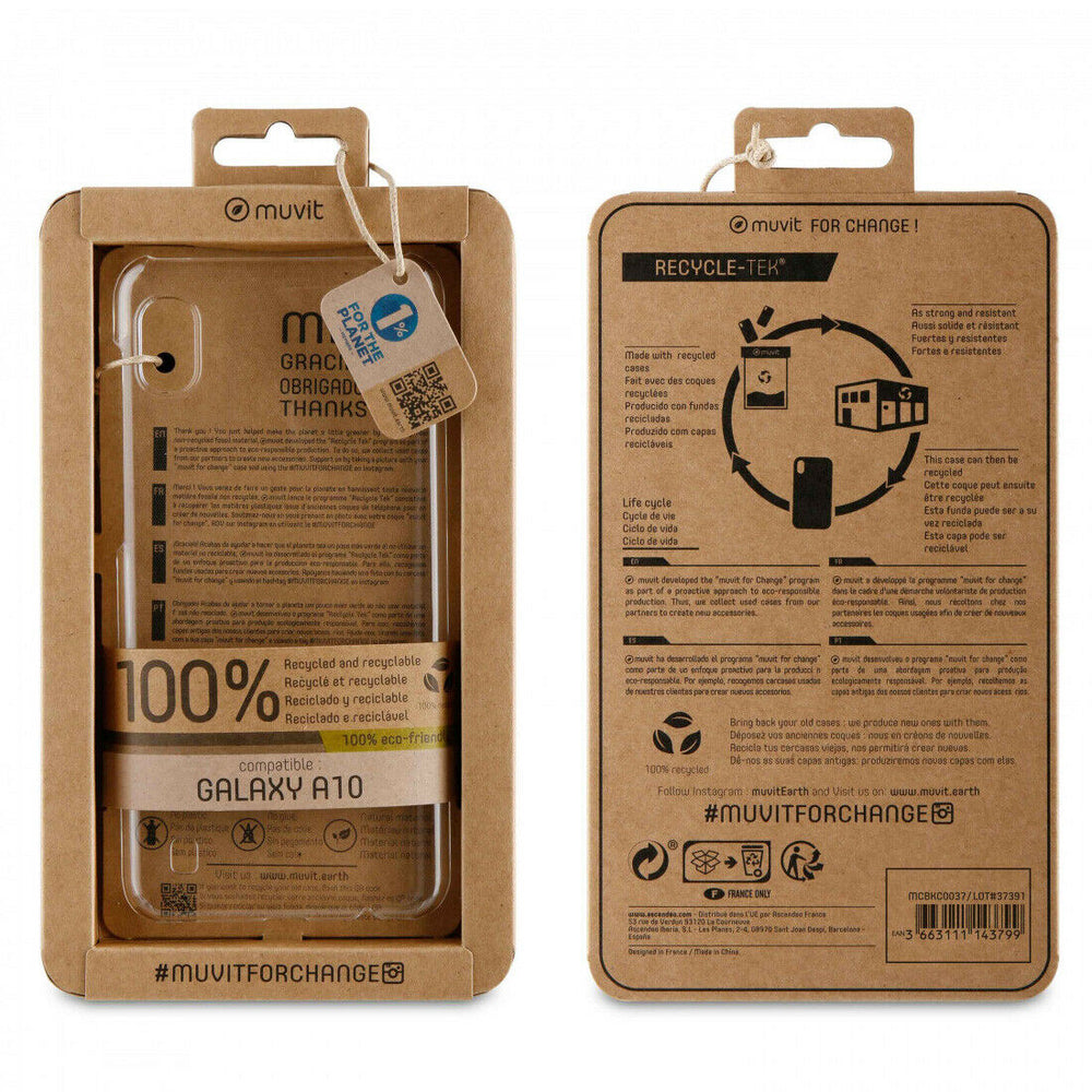 Funda Muvit for change para Samsung Galaxy A10 recycletek transparente.