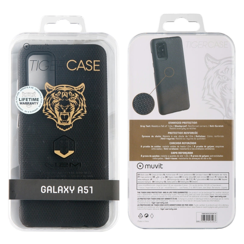Funda Muvit Tiger Triangle para Samsung Galaxy A51 shockproof 1,2m negra.