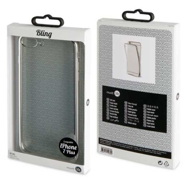 Funda Muvit Life Bling para Apple iPhone 7+/8+ Transparente con Marco Plata.