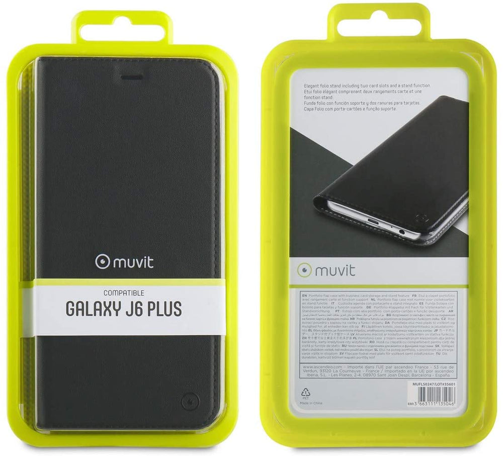 Funda folio Muvit para Samsung Galaxy J6 Plus función soporte.