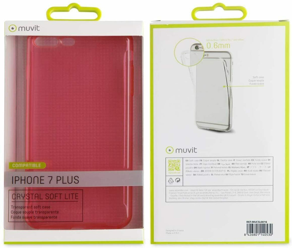 Funda Muvit Crystal Soft Ultrafina para Apple iPhone 8 Plus/7 Plus, Rosa.