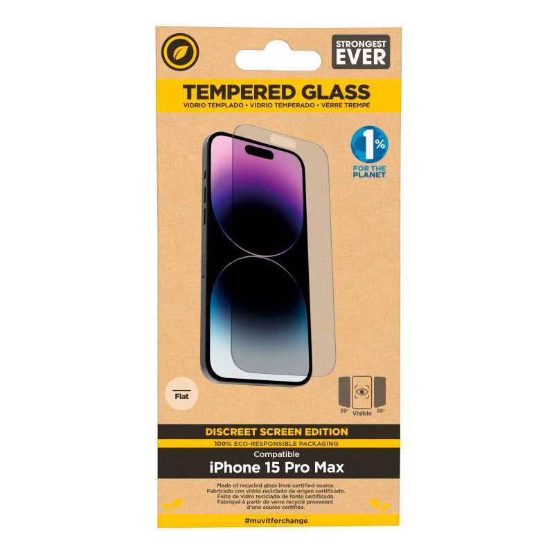 Protector Pantalla Muvit Cristal Templado Plano Recycletek para iPhone 15 ProMax