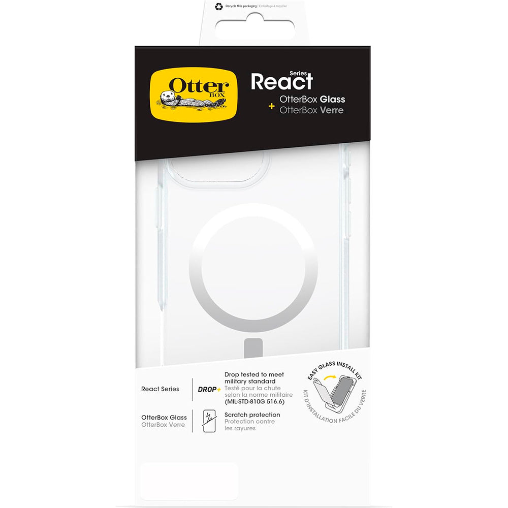 OtterBox React Funda MagSafe+Protector Trusted Glass Apple iPhone 16 Pro Max transparente