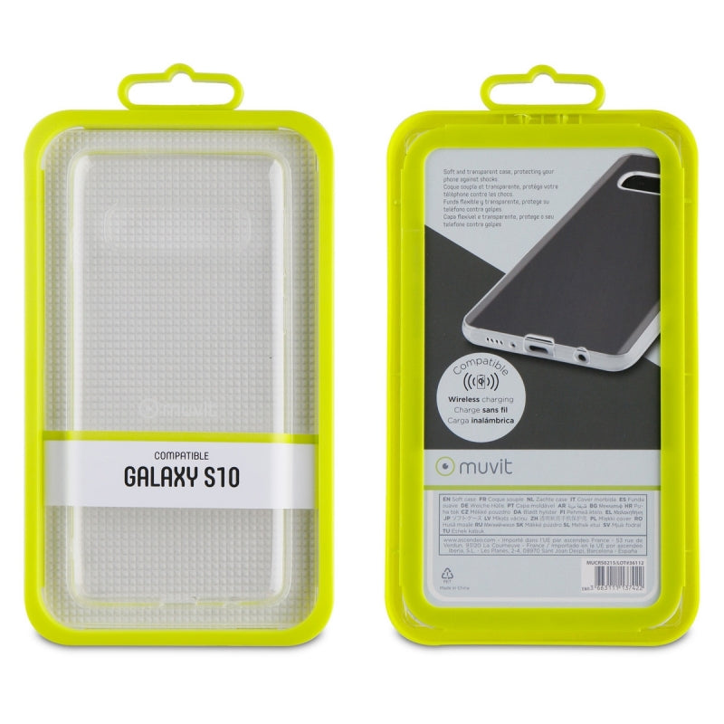 Funda Muvit Cristal Soft Samsung Galaxy S10 transparente.