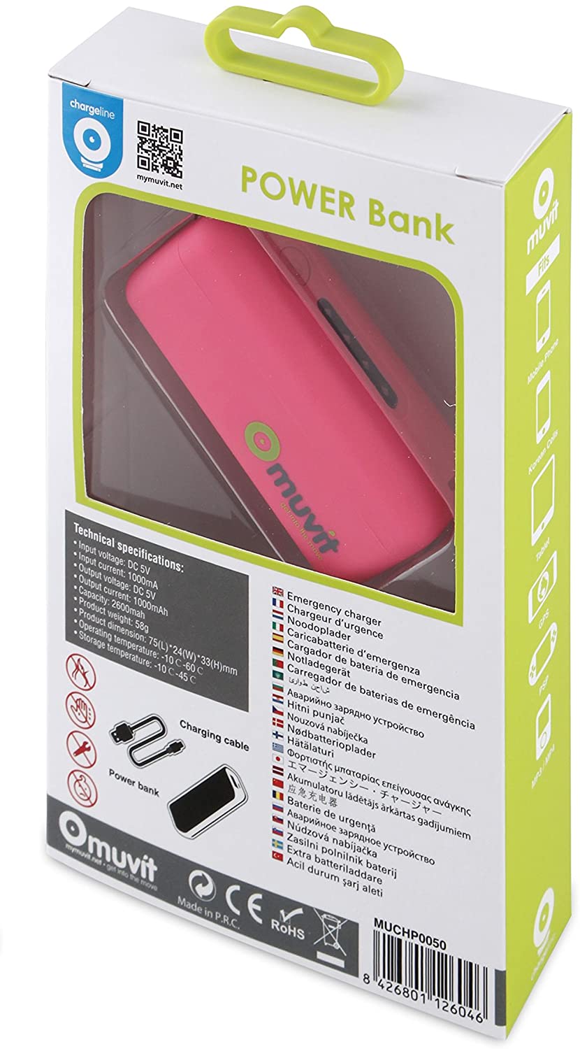 Power Bank Muvit 2600 mAh Rosa MUCHP0050