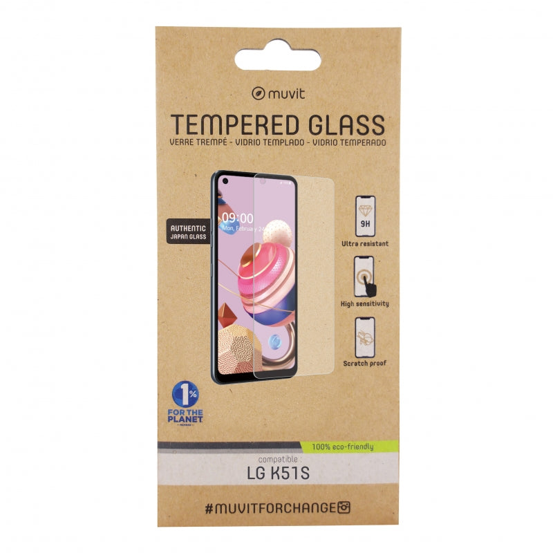 Muvit for change protector pantalla para LG K51S vidrio templado plano.