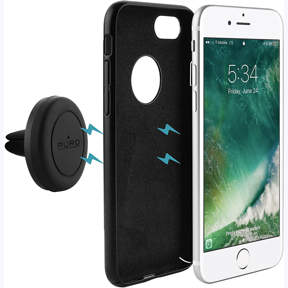 Funda Puro con soporte magnético para Apple iPhone 7/8 negro.