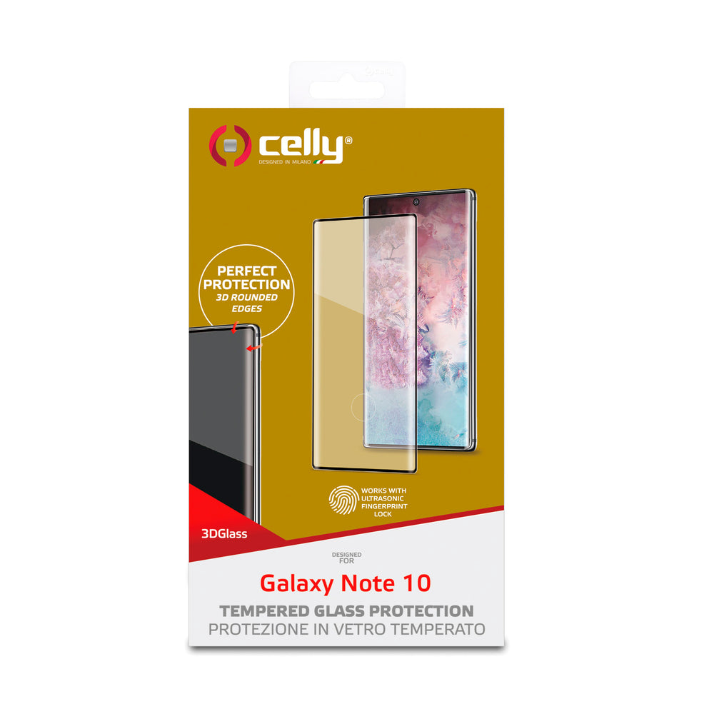 Protector de Pantalla Celly para Samsung Note 10 Vidrio Cristal Templado 3D