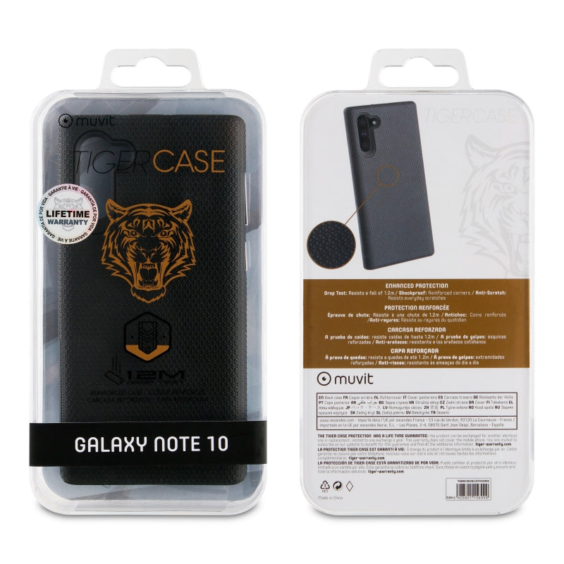 Funda Muvit Tiger Triangle Samsung Galaxy Note 10/10 5g shockproof 1,2m negra.