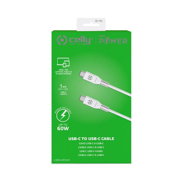 Cable Celly USBCUSBC USB-C a USB-C 1 metro 60W blanco