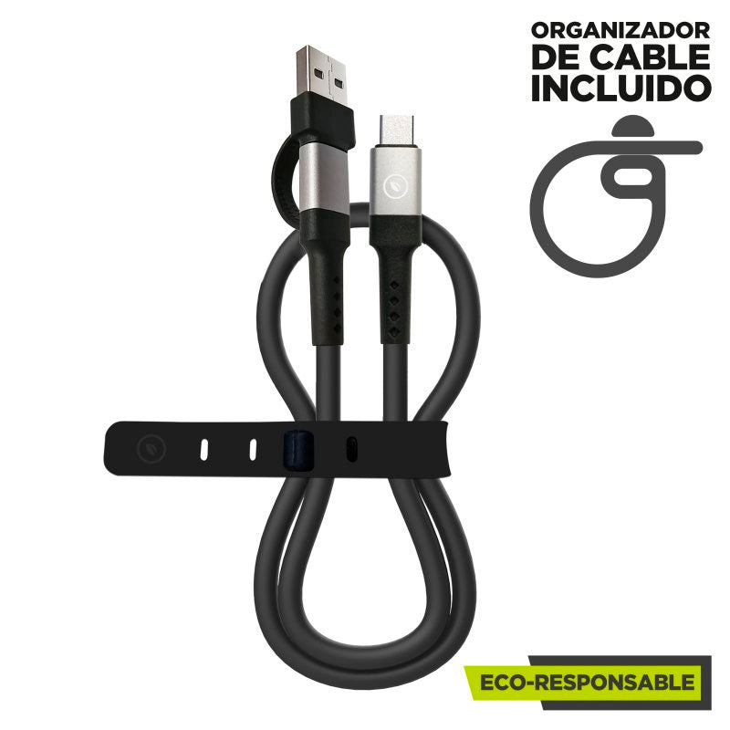 Muvit For Change Cable USB-C + USB a USB-C 3A/15w 0,2m Negro