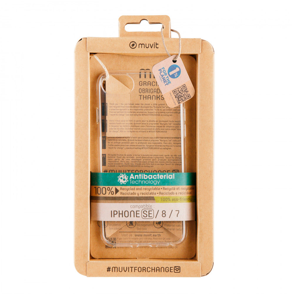 Funda Muvit for Change recycletek antibacteriana para Apple iPhone SE/8/7 trans.