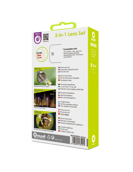 Pack Universal Muvit 3 lentes (macro,gran angular,ojo de pez) (NUEVO).