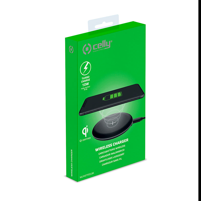 Cargador Inalámbrico Celly WLFASTFEEL Carga rápida Wireless 10 W 2A