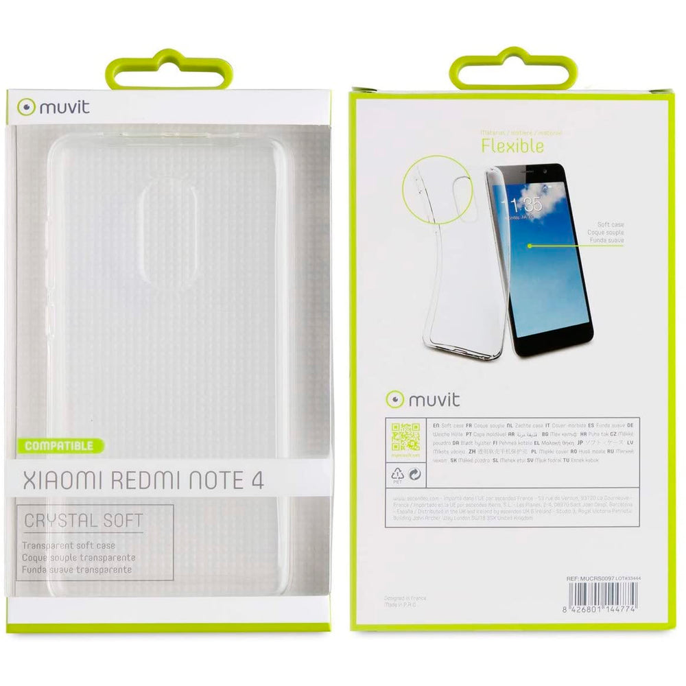 Funda Muvit Crystal Soft para Xiaomi Redmi Note 4 transparente.