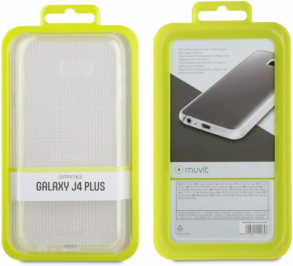 Funda Muvit Cristal Soft para Samsung Galaxy J4 Plus Transparente.