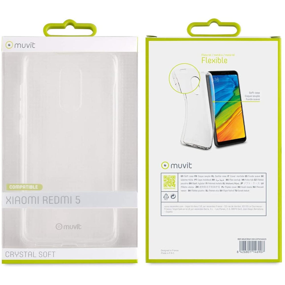 Carcasa Muvit Cristal Soft para Xiaomi Redmi 5 Transparente. Funda Redmi 5.