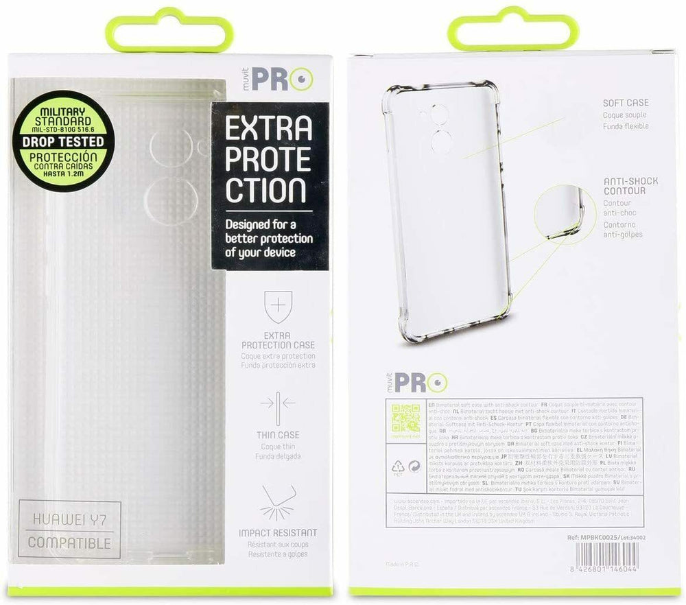 Funda Muvit Pro Tipo TPU Shockproof para Huawei Y7 transparente.