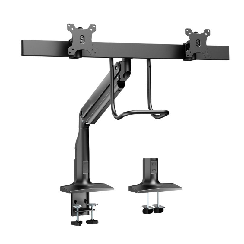 Soporte V7 con brazos con resorte de gas de alta resistencia para dos monitores