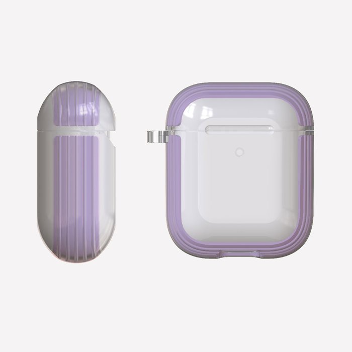 Estuche X-Doria Serie Defense Clear para Apple Air Pods 1 y 2 color morado.