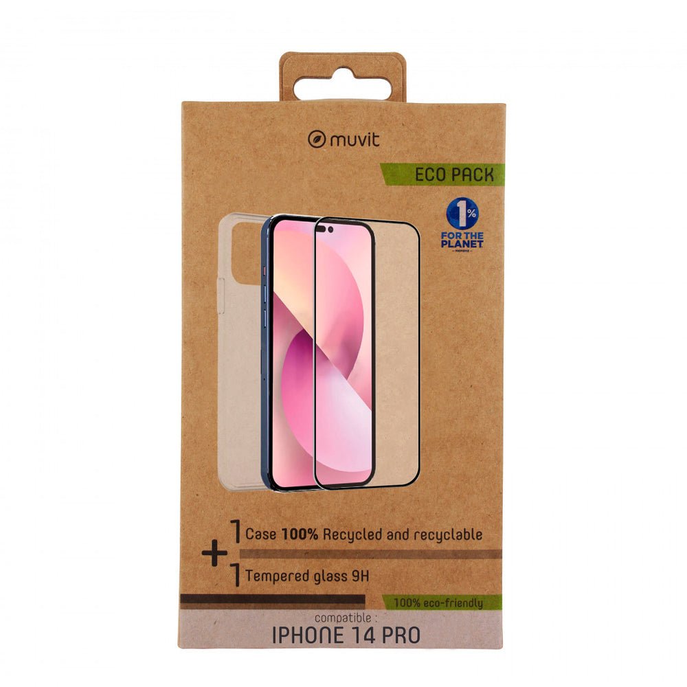 Pack Muvit for Change Apple iPhone 14 Pro funda cristal soft+protector pantalla