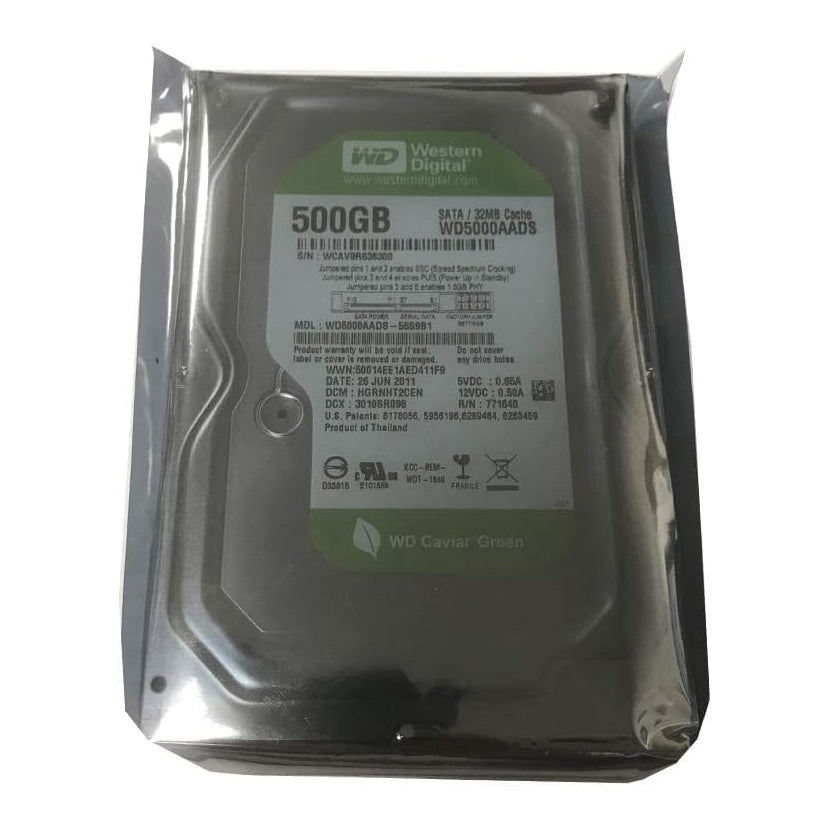 Disco Duro Western Digital Green WD5000AADS 500GB 7200RPM SATA II 3.5″ Usado