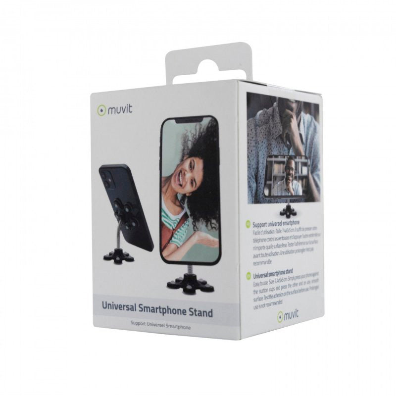 Soporte Universal Sobremesa Muvit Flexible con Ventosas Flor Negro