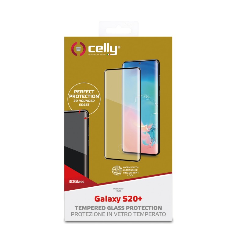 Protector de Pantalla Celly para Samsung Galaxy S20+ Vidrio Cristal Templado 3D