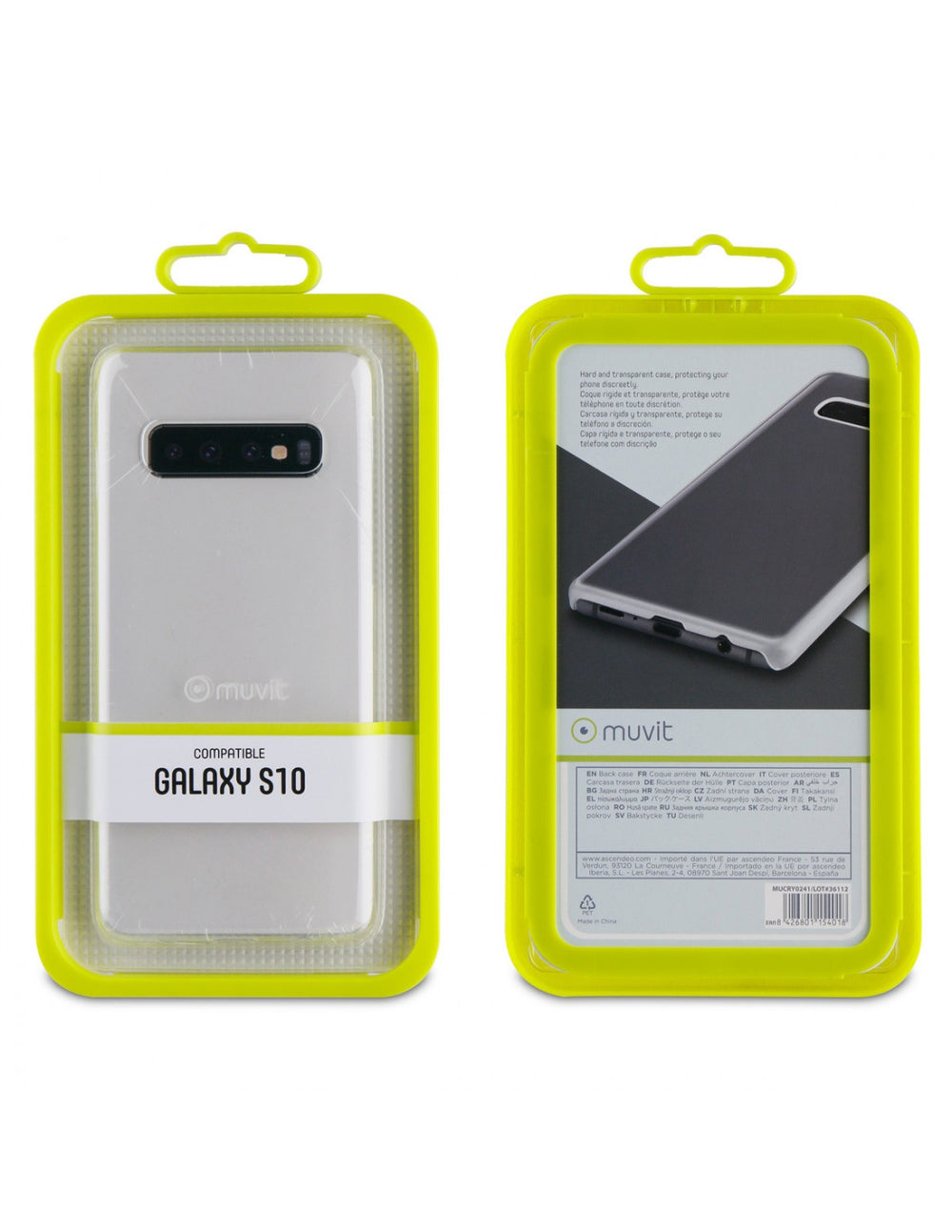 Carcasa Muvit Cristal Samsung Galaxy S10 transparente.