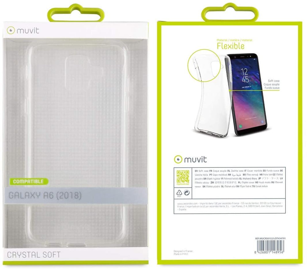 Carcasa Muvit Cristal Soft para Samsung Galaxy A6 2018 Transparente