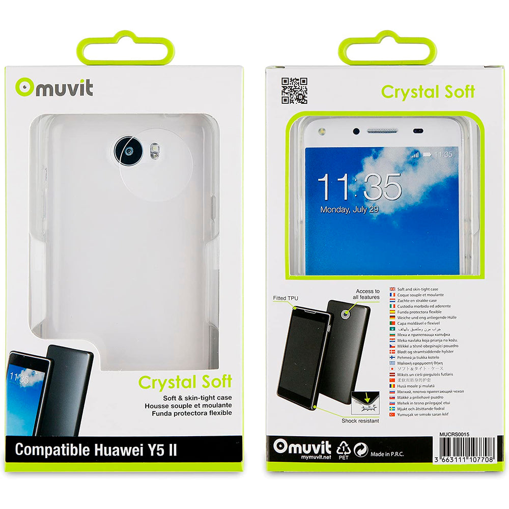 Funda Muvit Cristal Soft para teléfono móvil 5» (Huawei Y5 II) transparente.