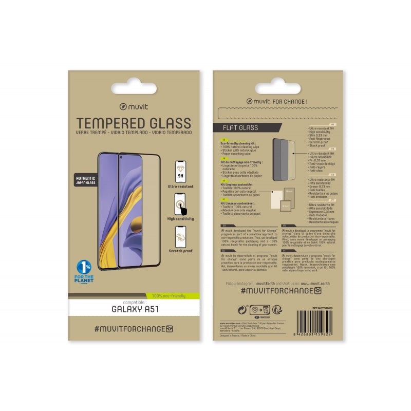 Muvit for change protector pantalla Samsung Galaxy A51/A51 5G vidrio templado.