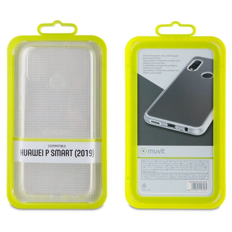 Carcasa Muvit Cristal Soft para Huawei P Smart 2019 transparente.