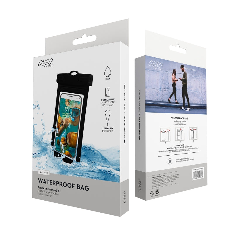 Funda Smartphone MyWay acuatica universal IPx8 hasta 7,2» Negra
