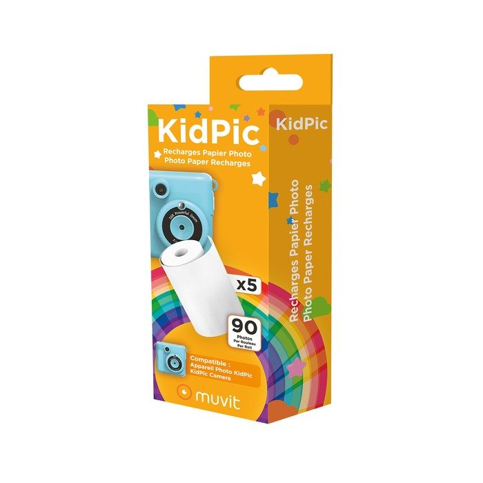 5 rollos de papel Muvit para cámara instant print Kidpic para niños