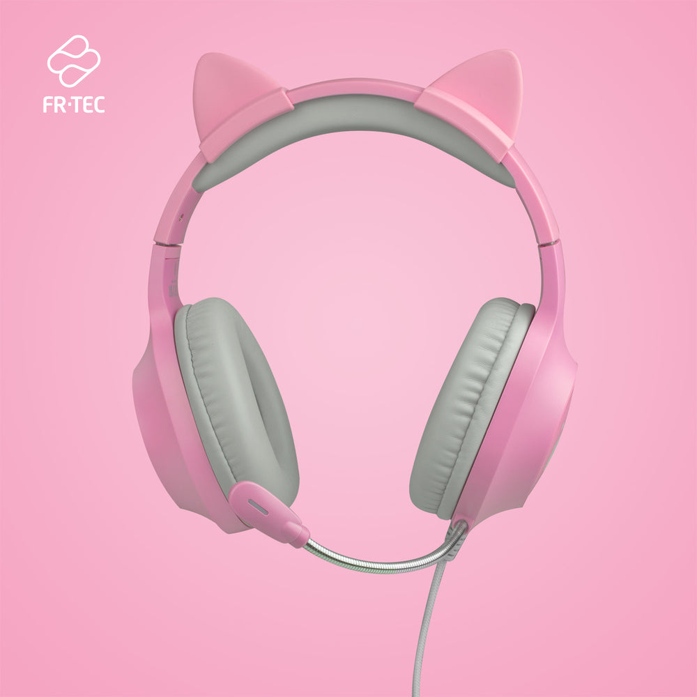 Auriculares TANOOKI Rosa con Orejas de Gato FR-TEC Multiplataforma