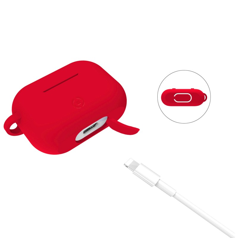 Celly Aircase3RD Funda de Silicona Roja para Air Pods Pro.