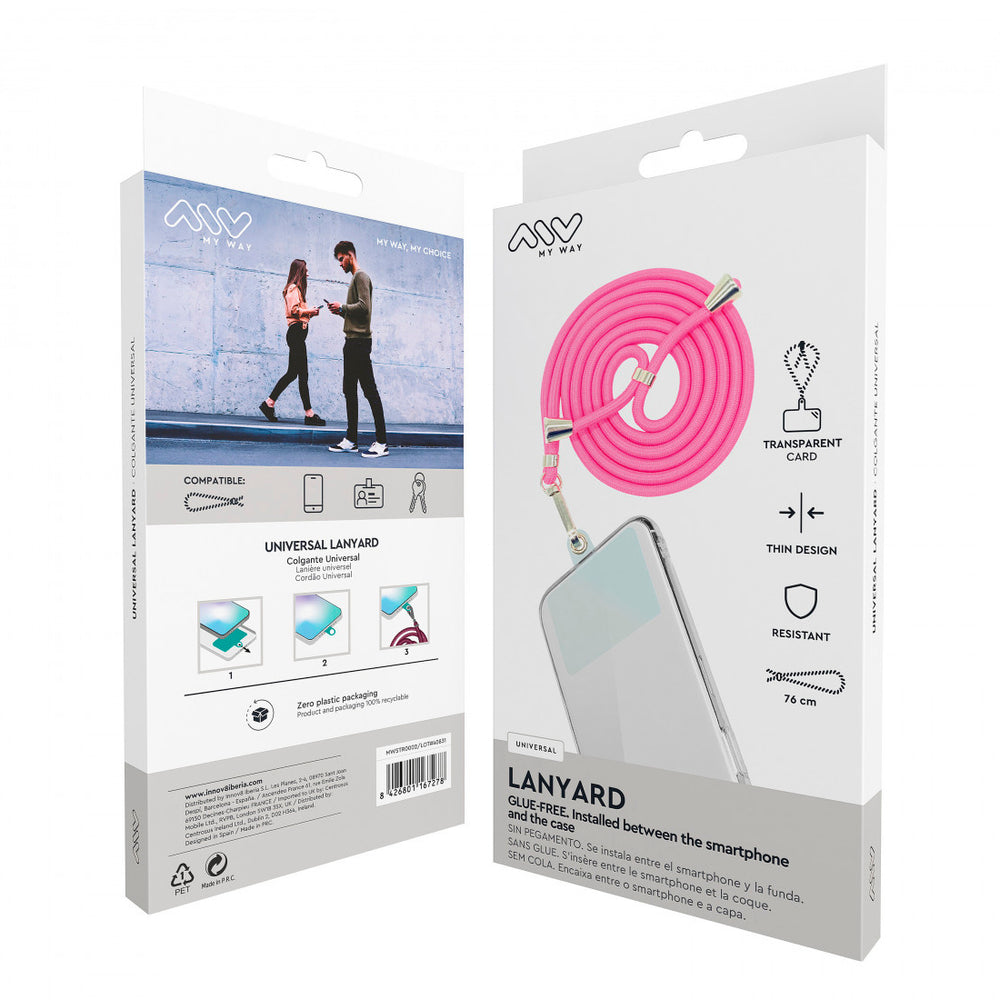 Colgante universal Myway para fundas cordón rosa