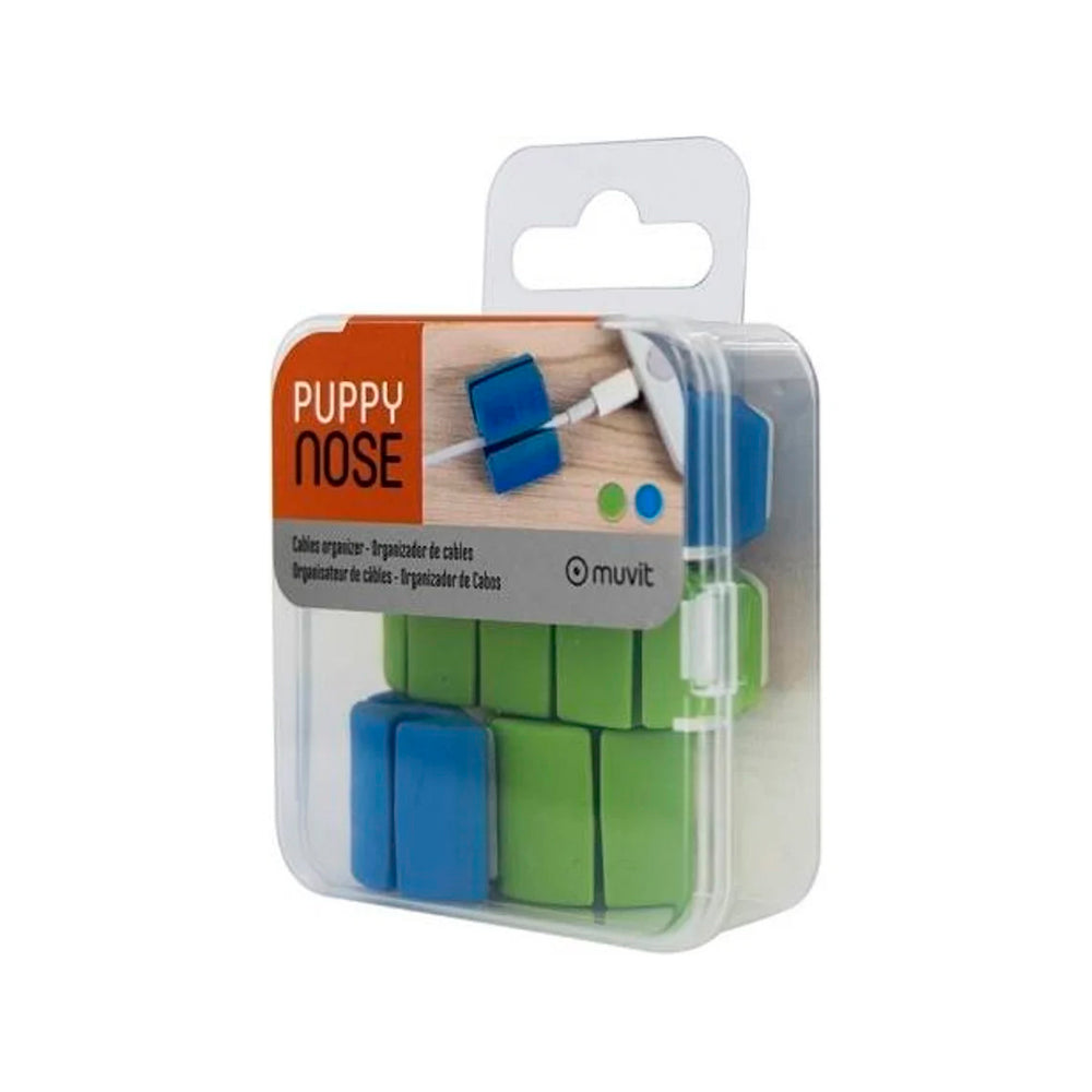 Muvit Pack de 4 organizadores para cables Azul/Verde