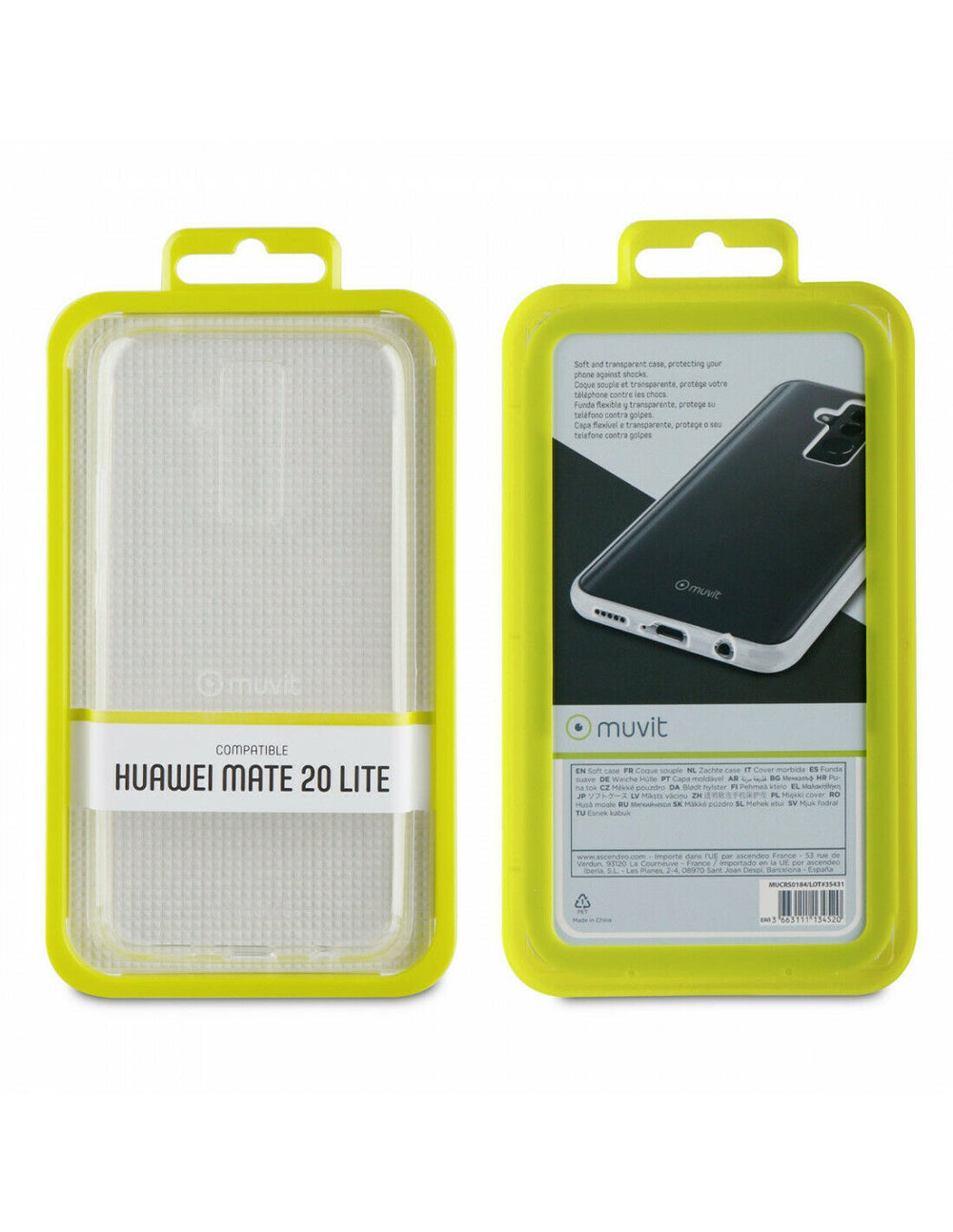 Funda Muvit Cristal Soft para Huawei Mate 20 Lite Transparente.
