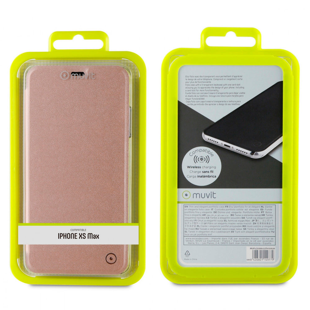 Funda Folio Muvit para Apple iPhone Xs Max oro rosa
