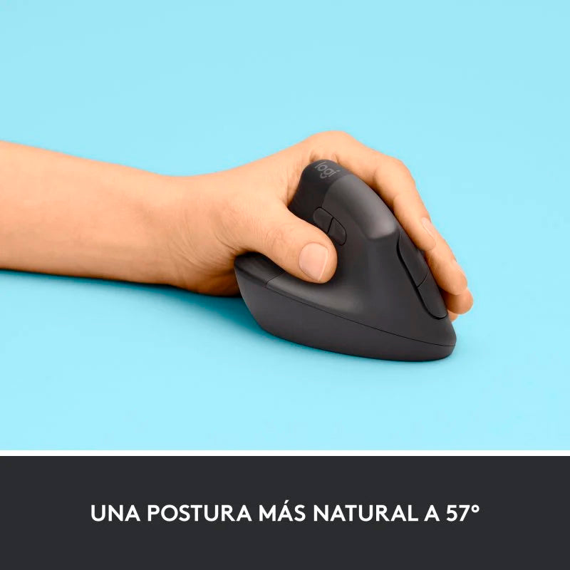 Logitech Lift Ratón Inalámbrico Vertical para Zurdos 4000 DPI Gris-Negro Usado *