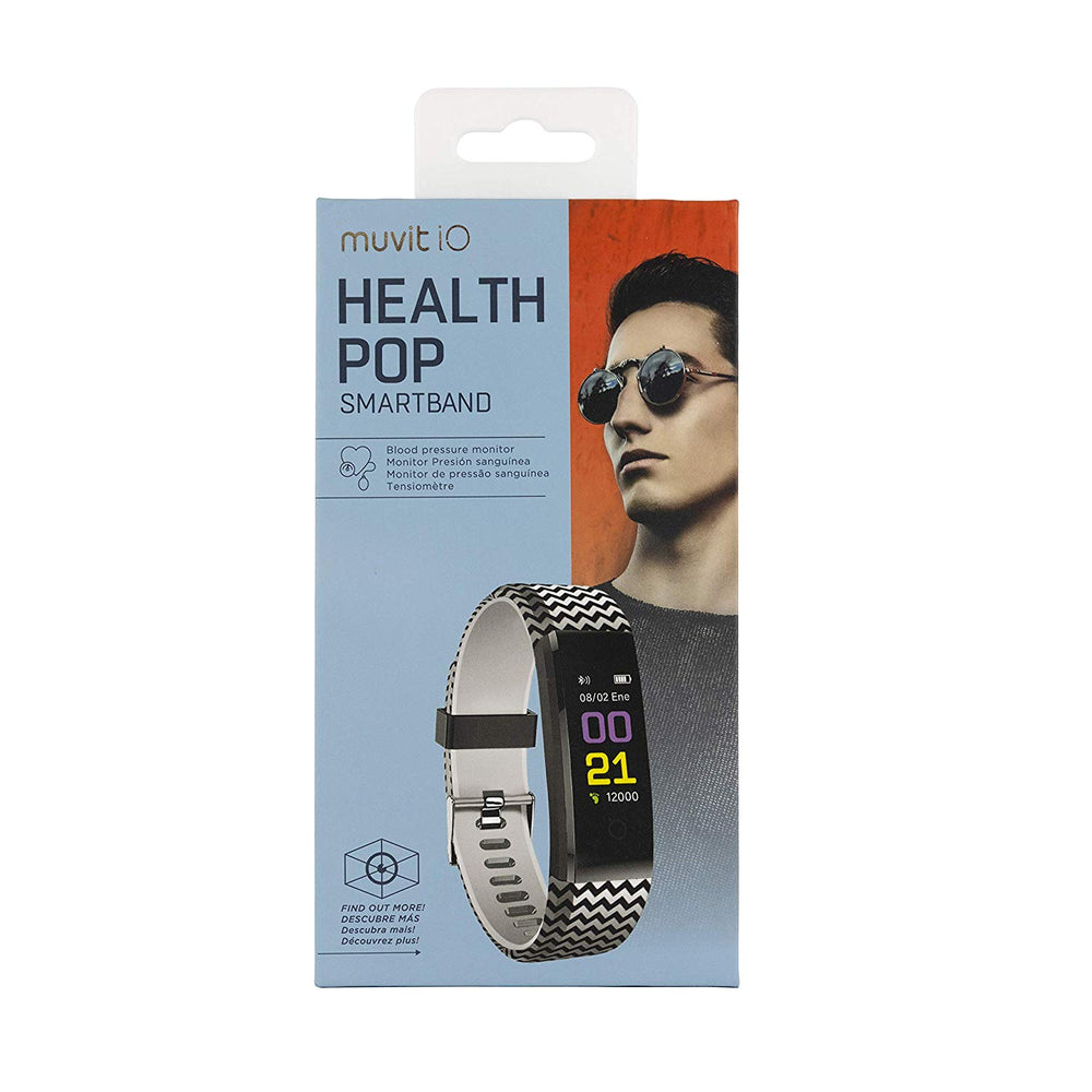 Pulsera de Actividad y Salud Health Pop Forms Zig-zag Negro/Blanco Muvit (NUEVA)