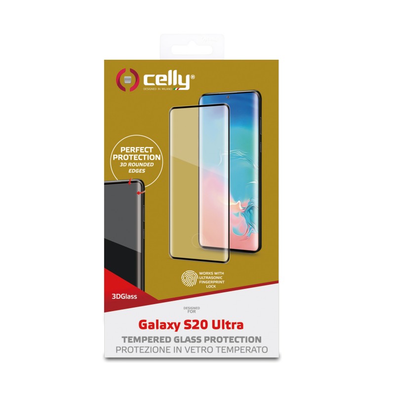 Protector Celly para Samsung Galaxy S20 Ultra Vidrio Cristal Templado 3D