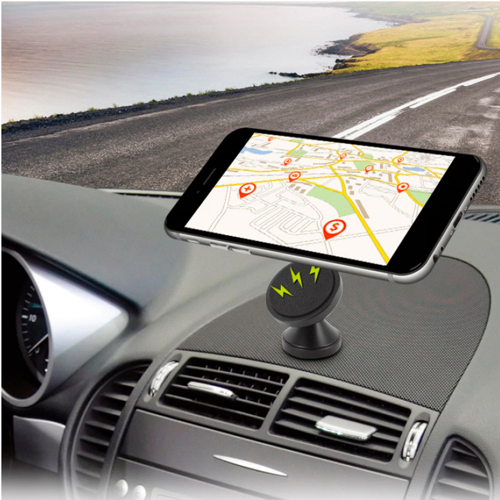 Soporte de Coche Muvit universal para salpicadero magnético rotativo 360 Negro