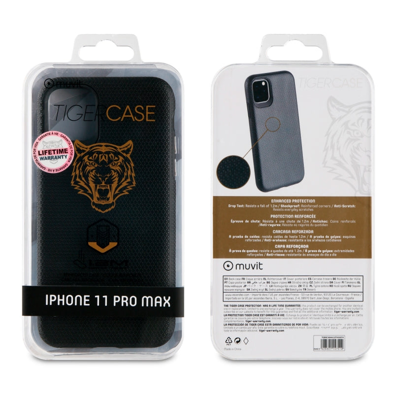 Funda Muvit Tiger Triangle Apple iPhone 11 Pro Max shockproof 1,2m negra.