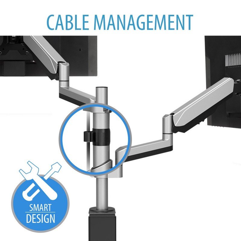 Soporte para 2 monitores V7 DM1DTA-1E con ajuste manual doble hasta 32» y 8Kg