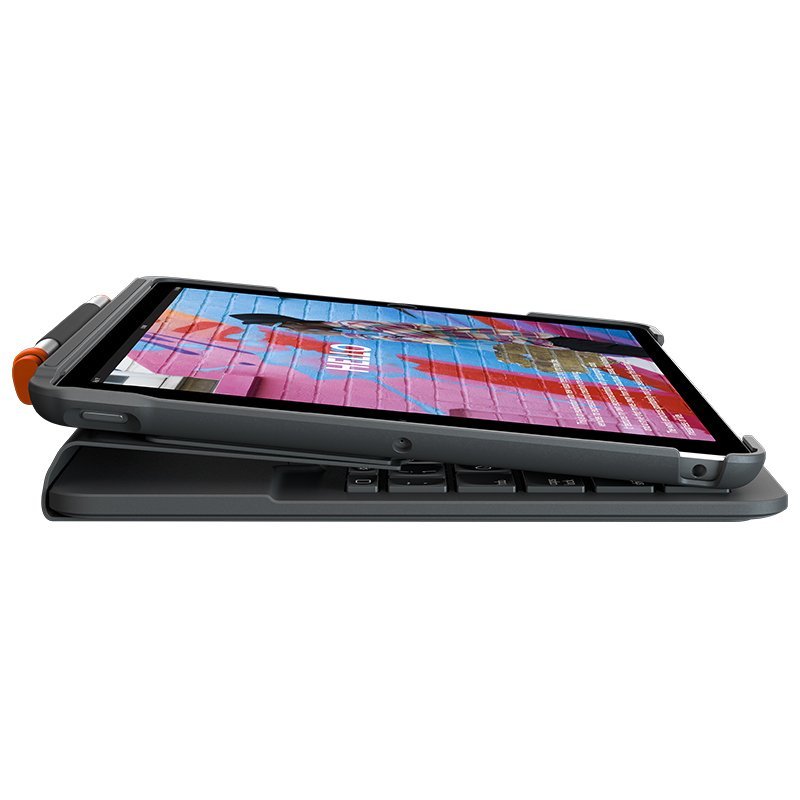 Funda con Teclado Logitech Slim Folio Bluetooth Gris para iPad 7/8 Gen. Usada