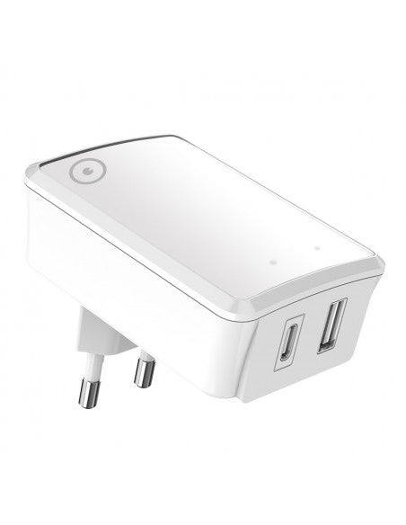 Transformador Muvit 1 USB QC3.0 18W max + Tipo C PD QC 3.0 27W. Para IPhone 12