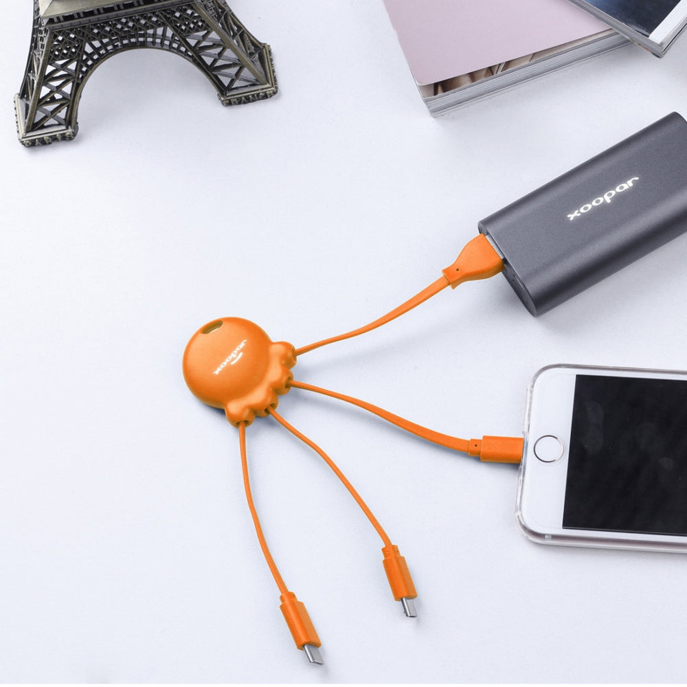 Adaptador USB multiconector Xoopar Octopus orificio para llavero naranja